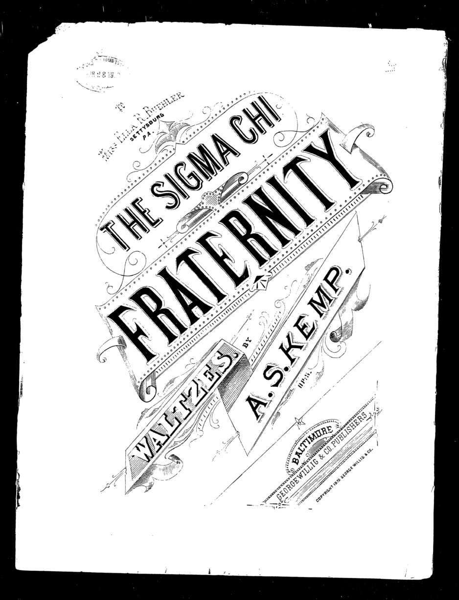 The Sigma Chi Fraternity Waltzes, Sheet Music